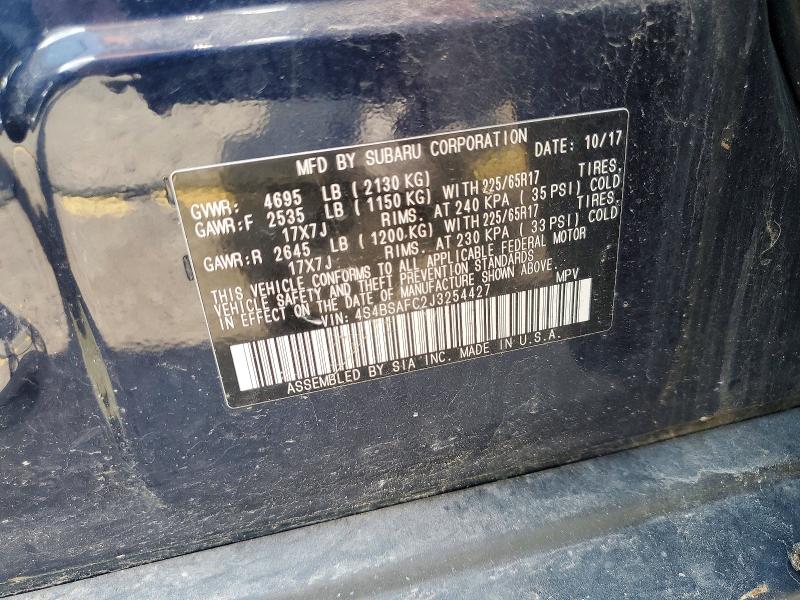 Продажа на аукционе авто 2018 Subaru Outback, vin: 4S4BSAFC2J3254427, номер лота: 55989846