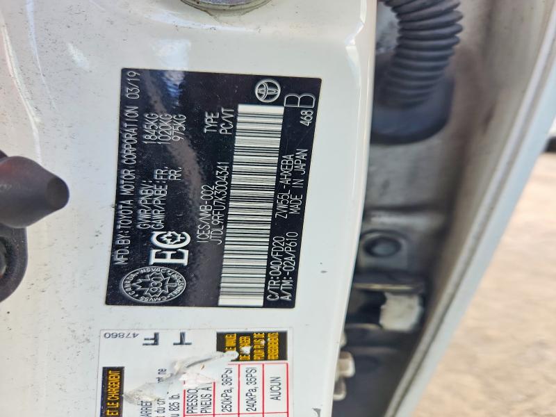 59094856 :رقم المزاد ، JTDL9RFU7K3004341 vin ، 2019 Toyota Prius مزاد بيع