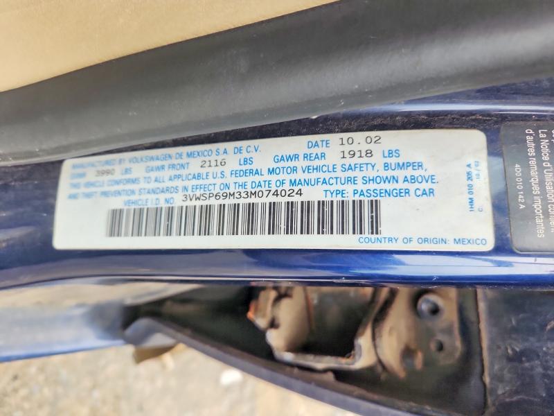 Aukcja sprzedaży 2003 Volkswagen Jetta, vin: 3VWSP69M33M074024, numer aukcji: 57024606
