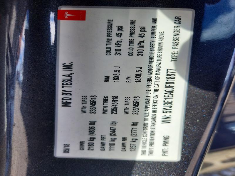 Aukcja sprzedaży 2018 Tesla Model 3, vin: 5YJ3E1EA0JF018877, numer aukcji: 60150146