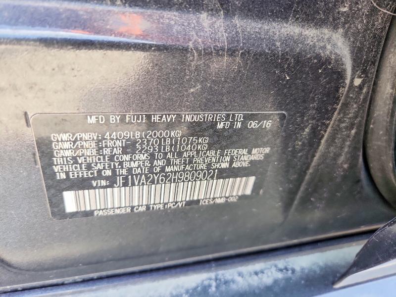60591996 :رقم المزاد ، JF1VA2Y62H9809021 vin ، 2017 Subaru Wrx مزاد بيع
