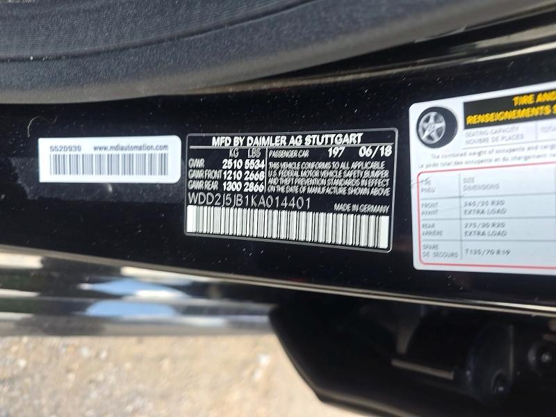 Aukcja sprzedaży 2019 Mercedes-benz Cls, vin: WDD2J5JB1KA014401, numer aukcji: 60645366