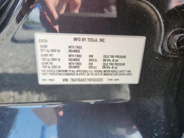 Aukcja sprzedaży 2024 Tesla Model Y, vin: 7SAYGAEE1RF033325, numer aukcji: 62900316