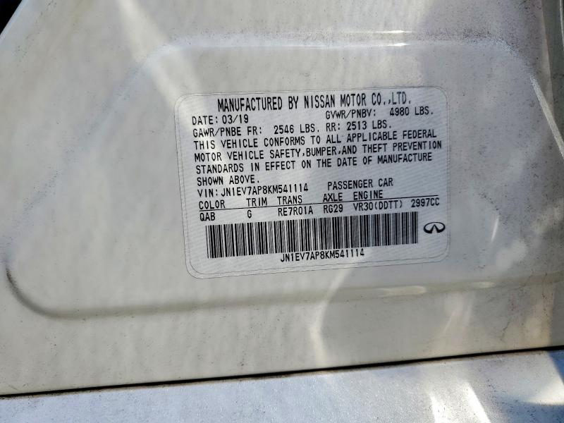 61804446 :رقم المزاد ، JN1EV7AP8KM541114 vin ، 2019 Infiniti Q50 مزاد بيع