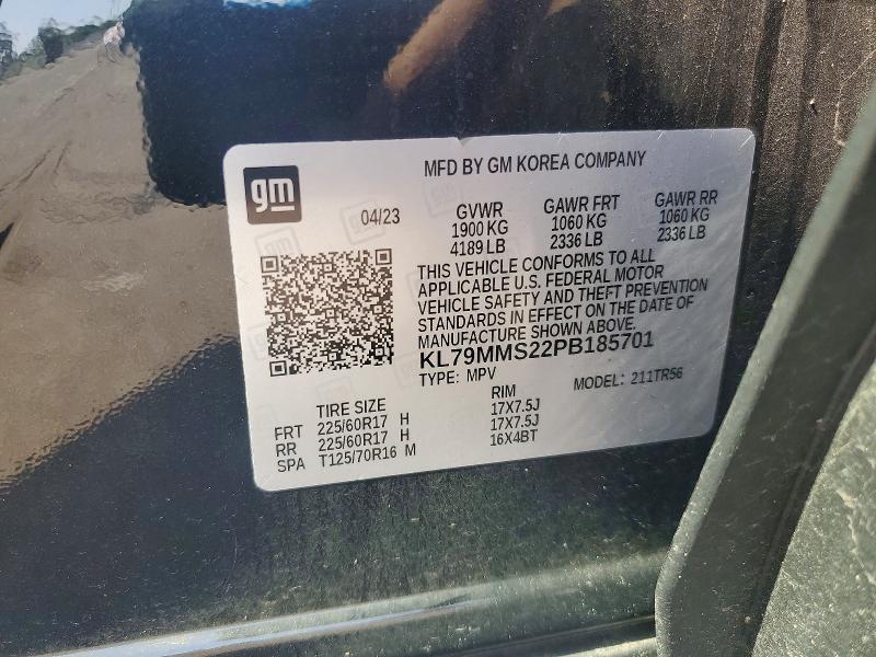 2023 Chevrolet Trailblazer მანქანა იყიდება აუქციონზე, vin: KL79MMS22PB185701, აუქციონის ნომერი: 62140916