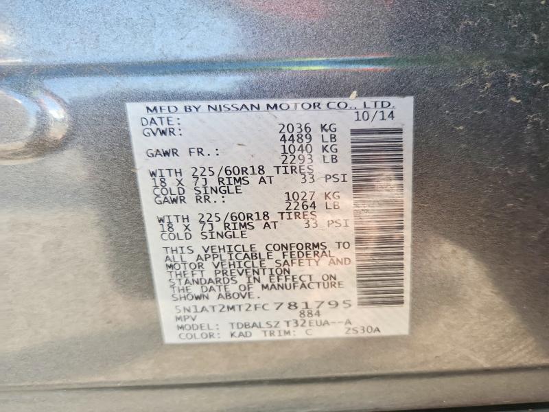 Продажа на аукционе авто 2015 Nissan Rogue, vin: 5N1AT2MT2FC781795, номер лота: 60149726