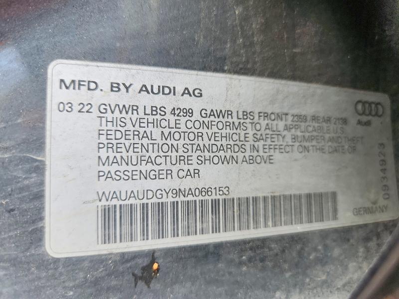 Aukcja sprzedaży 2022 Audi A3, vin: WAUAUDGY9NA066153, numer aukcji: 61593916