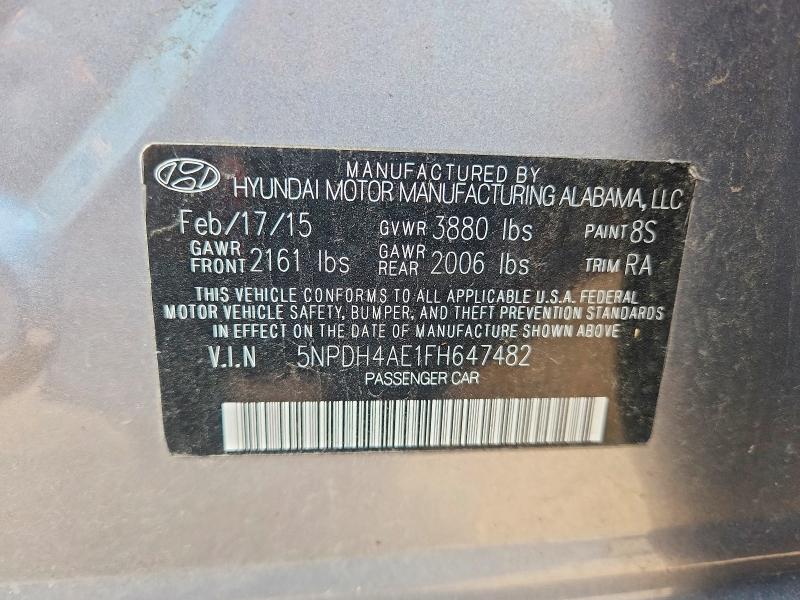 Продаж на аукціоні авто 2015 Hyundai Elantra, vin: 5NPDH4AE1FH647482, номер лоту: 61407876