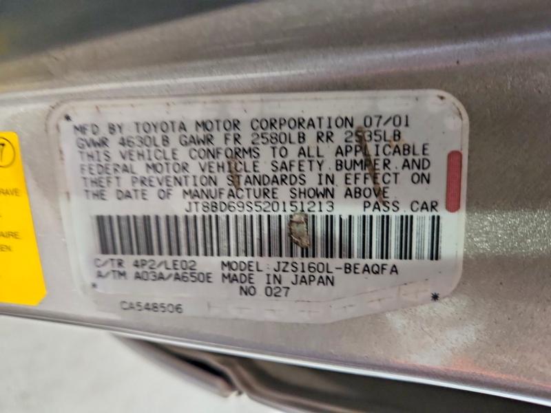 2002 Lexus Gs მანქანა იყიდება აუქციონზე, vin: JT8BD69S520151213, აუქციონის ნომერი: 62850336