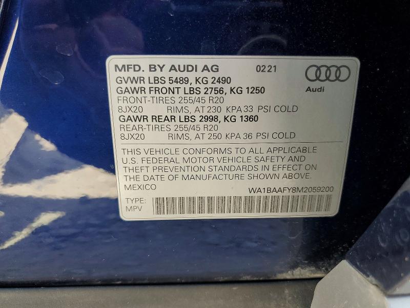 Продаж на аукціоні авто 2021 Audi Q5, vin: WA1BAAFY8M2059200, номер лоту: 62849666