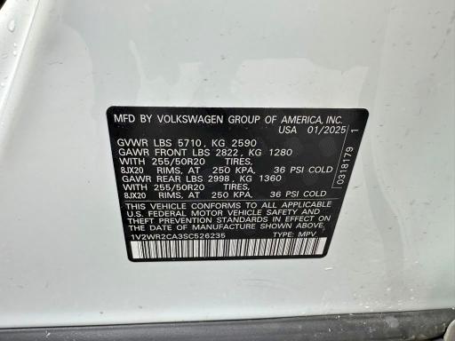 Aukcja sprzedaży 2025 Volkswagen Atlas, vin: 1V2WR2CA3SC526235, numer aukcji: 59640986