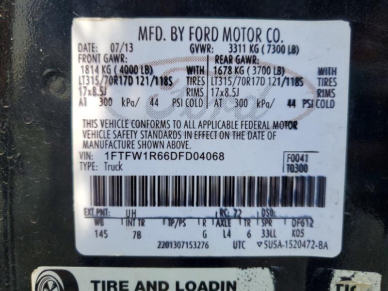 Продажа на аукционе авто 2013 Ford F150, vin: 1FTFW1R66DFD04068, номер лота: 62161126