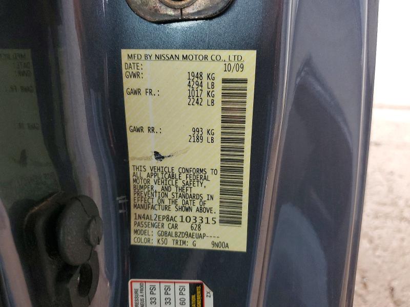 2010 Nissan Altima მანქანა იყიდება აუქციონზე, vin: 1N4AL2EP8AC103315, აუქციონის ნომერი: 62469156