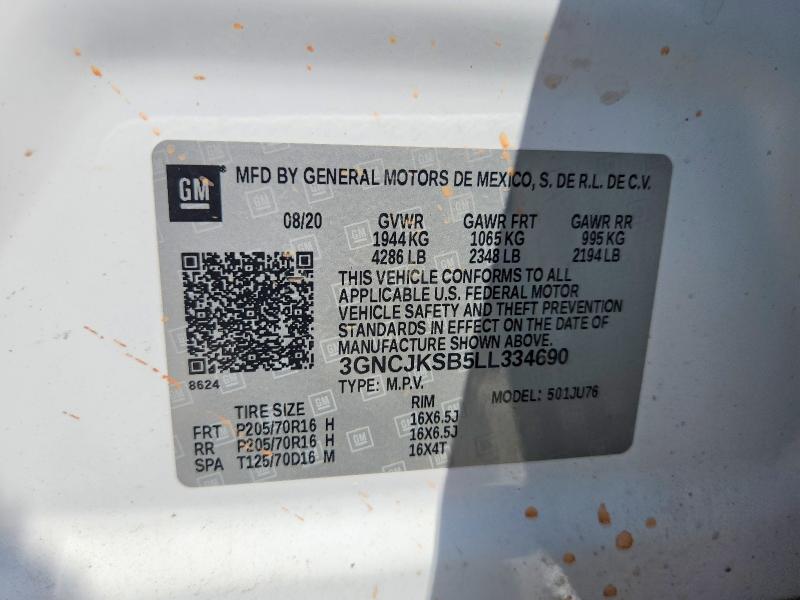 Продажа на аукционе авто 2020 Chevrolet Trax, vin: 3GNCJKSB5LL334690, номер лота: 60326186