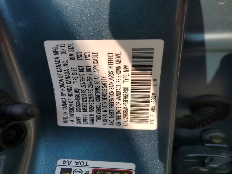 Продаж на аукціоні авто 2015 Honda Cr-v, vin: 2HKRM4H58FH667901, номер лоту: 62329136