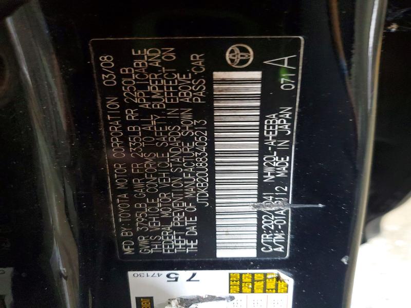 60582816 :رقم المزاد ، JTDKB20U883405213 vin ، 2008 Toyota Prius مزاد بيع