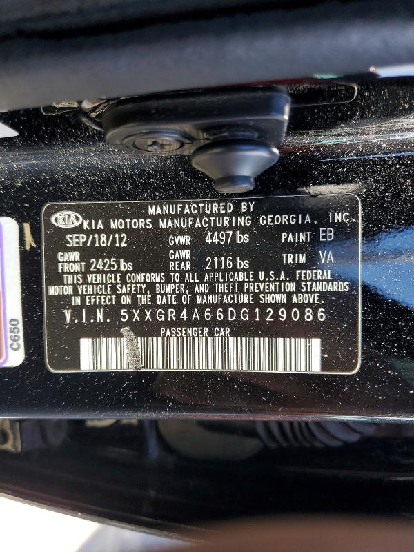 Aukcja sprzedaży 2013 Kia Optima, vin: 5XXGR4A66DG129086, numer aukcji: 62339716