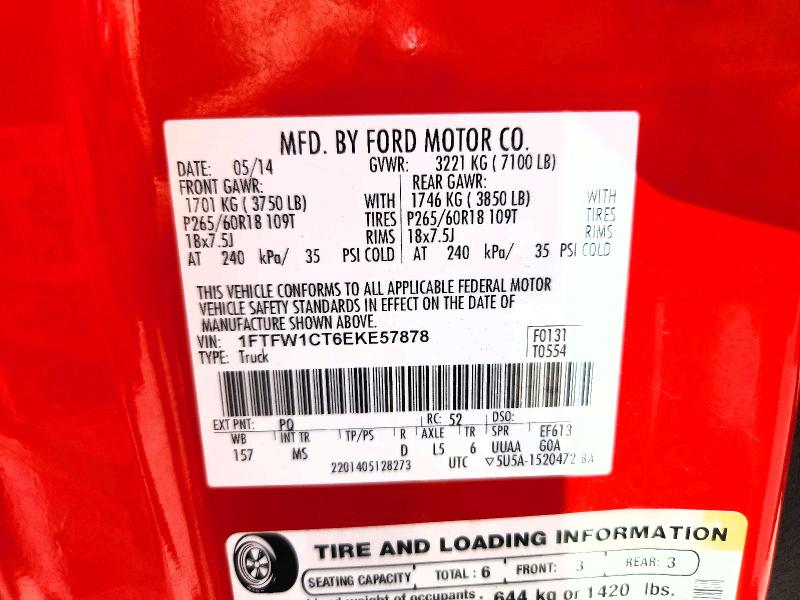 2014 Ford F150 მანქანა იყიდება აუქციონზე, vin: 1FTFW1CT6EKE57878, აუქციონის ნომერი: 61499276