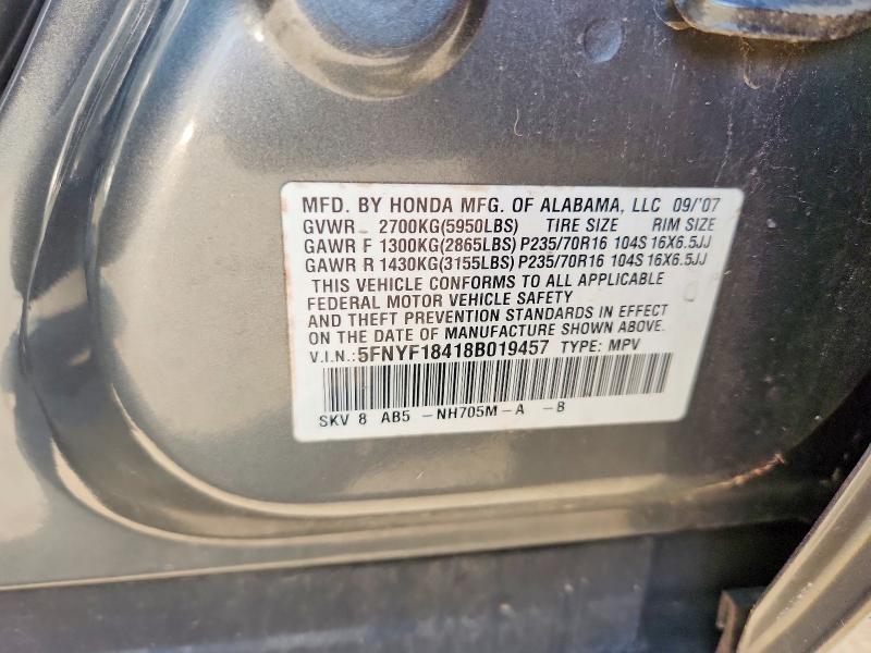 Продаж на аукціоні авто 2008 Honda Pilot, vin: 5FNYF18418B019457, номер лоту: 61164626
