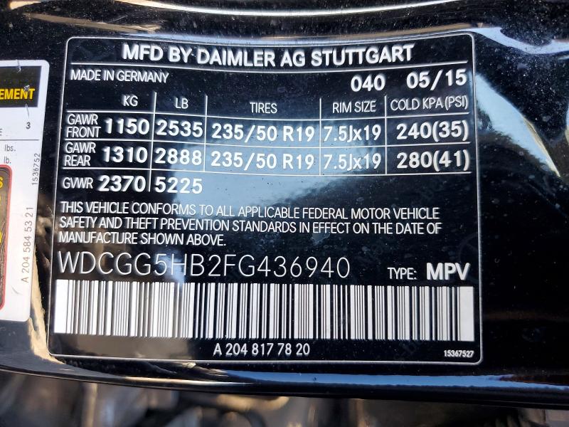 Продажа на аукционе авто 2015 Mercedes-benz Glk, vin: WDCGG5HB2FG436940, номер лота: 61004216