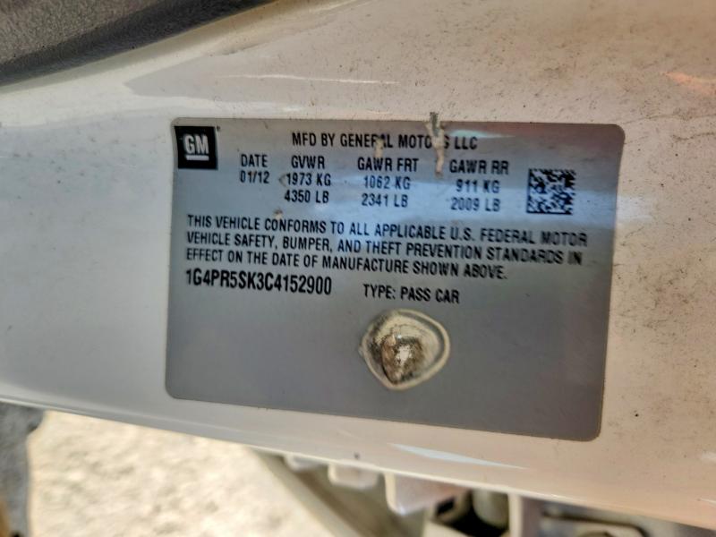 61749556 :رقم المزاد ، 1G4PR5SK3C4152900 vin ، 2012 Buick Verano مزاد بيع