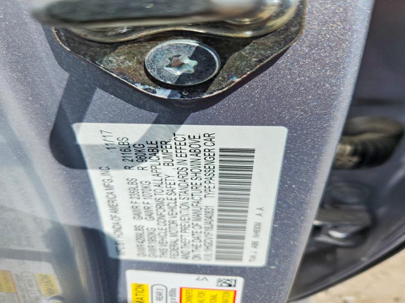 Продажа на аукционе авто 2018 Honda Accord, vin: 1HGCV1F18JA040831, номер лота: 61396386