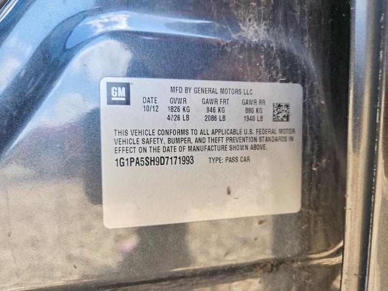 Продаж на аукціоні авто 2013 Chevrolet Cruze, vin: 1G1PA5SH9D7171993, номер лоту: 59884966