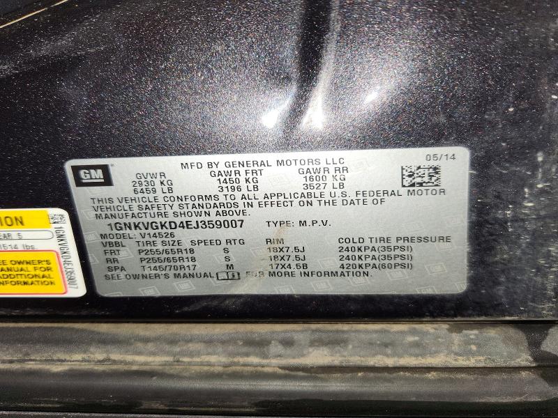 Продажа на аукционе авто 2014 Chevrolet Traverse, vin: 1GNKVGKD4EJ359007, номер лота: 62055016