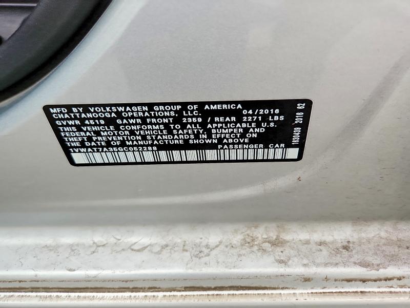 Aukcja sprzedaży 2016 Volkswagen Passat, vin: 1VWAT7A35GC052288, numer aukcji: 59957216