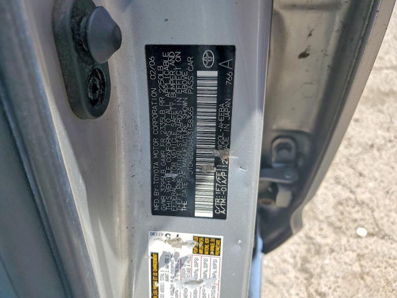 Aukcja sprzedaży 2006 Toyota Prius, vin: JTDKB20U463158365, numer aukcji: 59609816