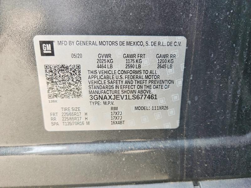 Aukcja sprzedaży 2020 Chevrolet Equinox, vin: 3GNAXJEV1LS677461, numer aukcji: 60386236