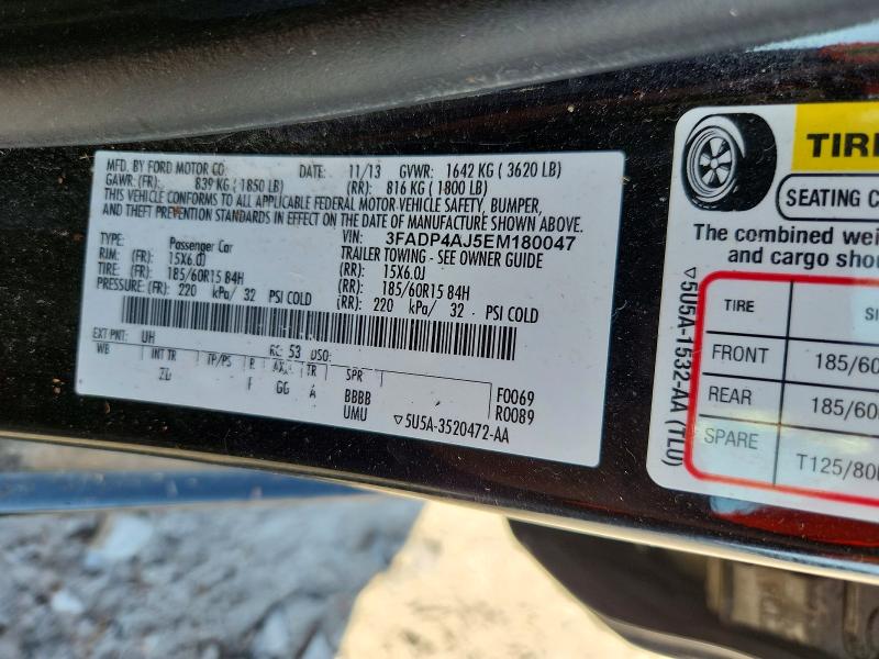 2014 Ford Fiesta მანქანა იყიდება აუქციონზე, vin: 3FADP4AJ5EM180047, აუქციონის ნომერი: 59370476