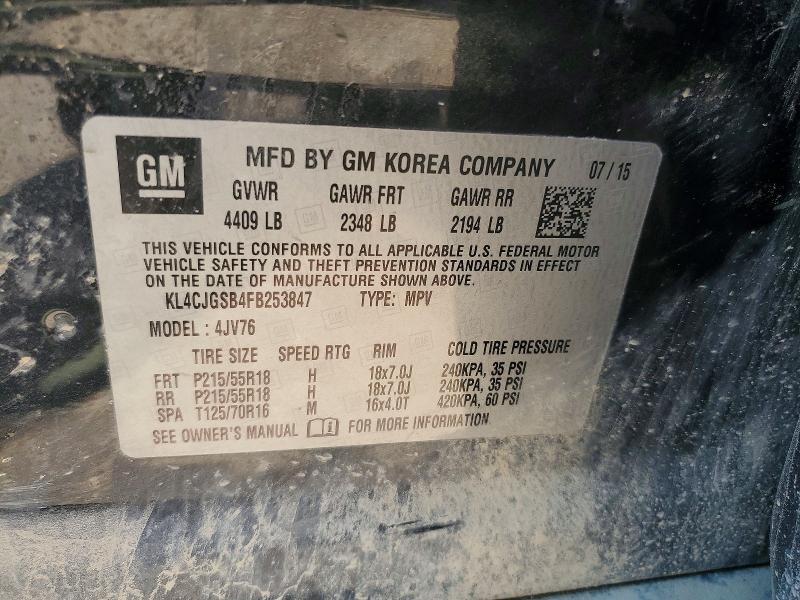 Aukcja sprzedaży 2015 Buick Encore, vin: KL4CJGSB4FB253847, numer aukcji: 58630586