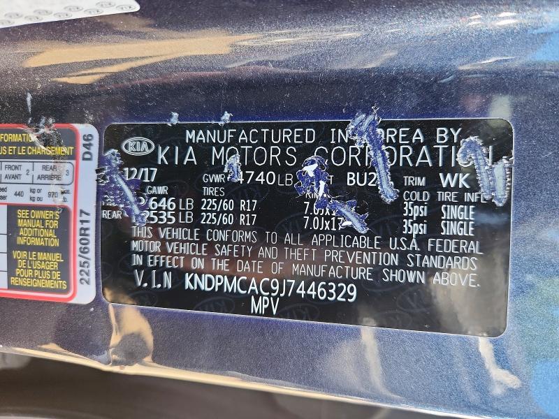 Продаж на аукціоні авто 2018 Kia Sportage, vin: KNDPMCAC9J7446329, номер лоту: 62449136