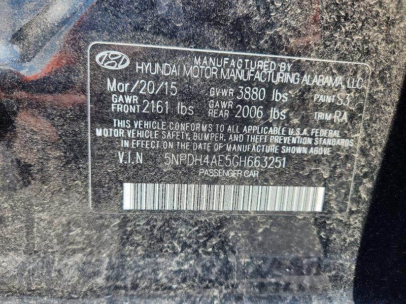 2016 Hyundai Elantra მანქანა იყიდება აუქციონზე, vin: 5NPDH4AE5GH663251, აუქციონის ნომერი: 60236726