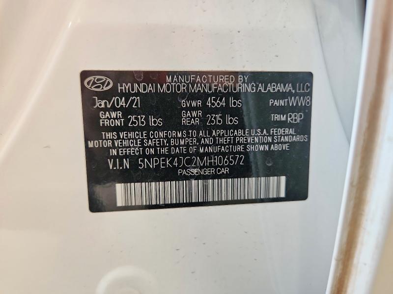Продажа на аукционе авто 2021 Hyundai Sonata, vin: 5NPEK4JC2MH106572, номер лота: 60427286