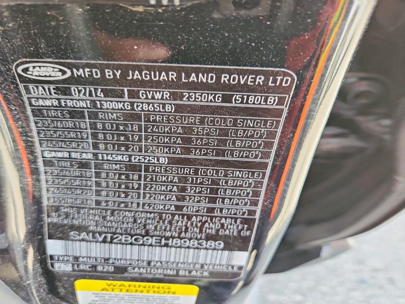 Продаж на аукціоні авто 2014 Land Rover Range Rover Evoque, vin: SALVT2BG9EH898389, номер лоту: 61794026