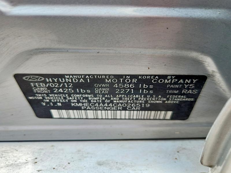 Aukcja sprzedaży 2012 Hyundai Sonata, vin: KMHEC4A44CA026519, numer aukcji: 63394546