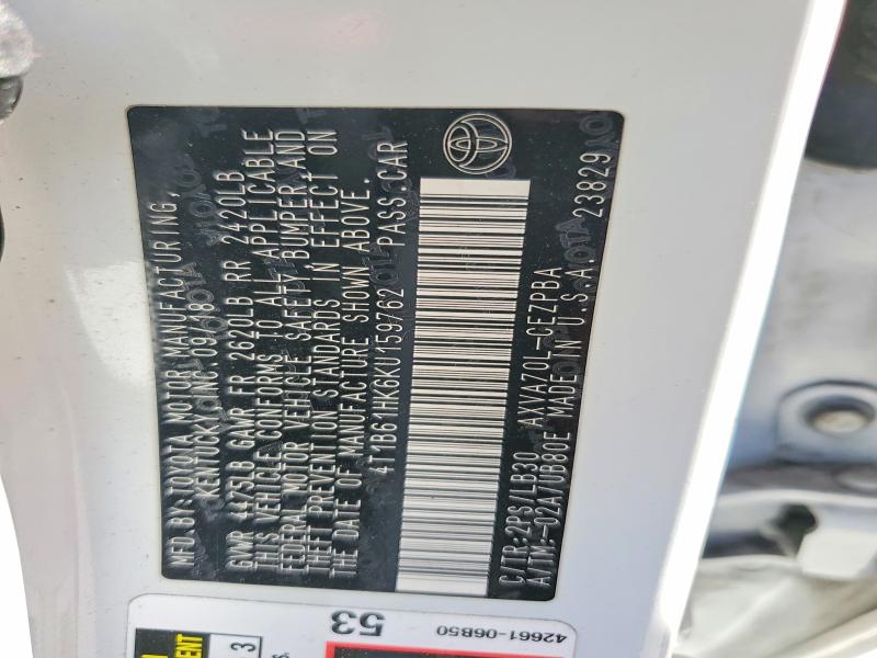 2019 Toyota Camry მანქანა იყიდება აუქციონზე, vin: 4T1B61HK6KU159762, აუქციონის ნომერი: 59794376