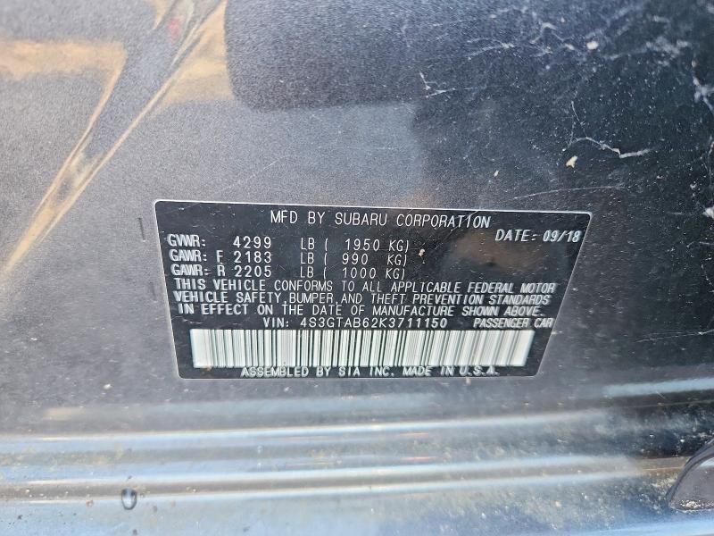59361356 :رقم المزاد ، 4S3GTAB62K3711150 vin ، 2019 Subaru Impreza مزاد بيع