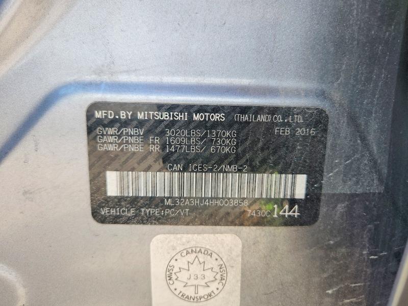 Aukcja sprzedaży 2017 Mitsubishi Mirage, vin: ML32A3HJ4HH003858, numer aukcji: 59165646