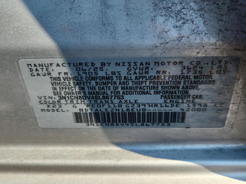 Aukcja sprzedaży 2025 Nissan Versa, vin: 3N1CN8DV4SL867753, numer aukcji: 62854016