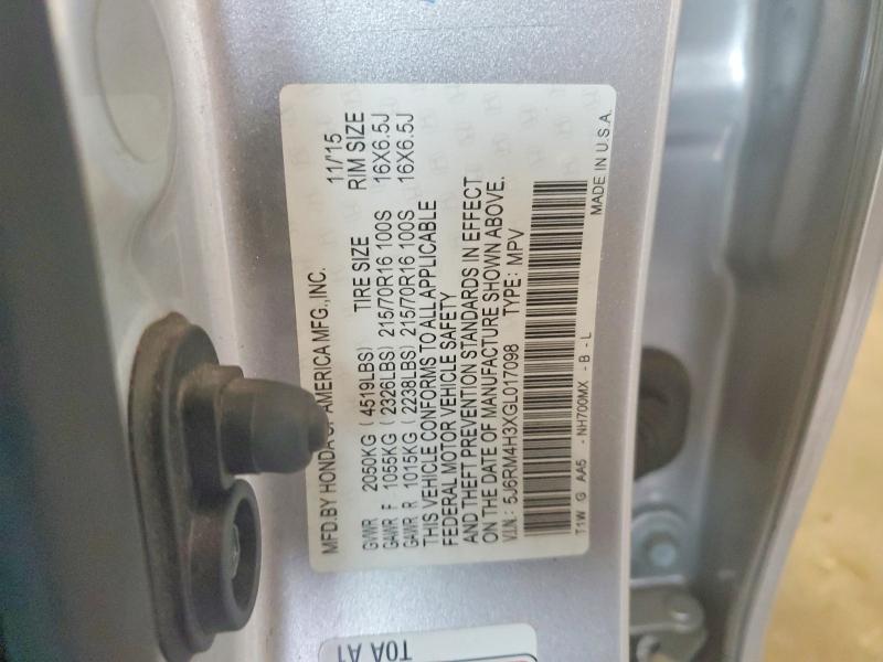 2016 Honda Cr-v მანქანა იყიდება აუქციონზე, vin: 5J6RM4H3XGL017098, აუქციონის ნომერი: 62685496