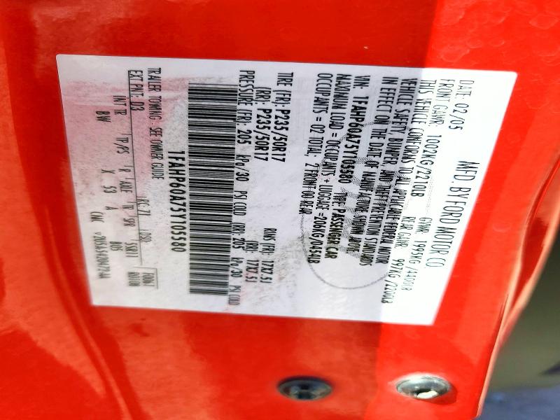 Aukcja sprzedaży 2005 Ford Thunderbird, vin: 1FAHP60A75Y105580, numer aukcji: 62438826