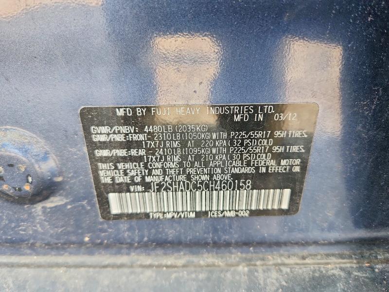 Продажа на аукционе авто 2012 Subaru Forester, vin: JF2SHADC5CH460158, номер лота: 61865446