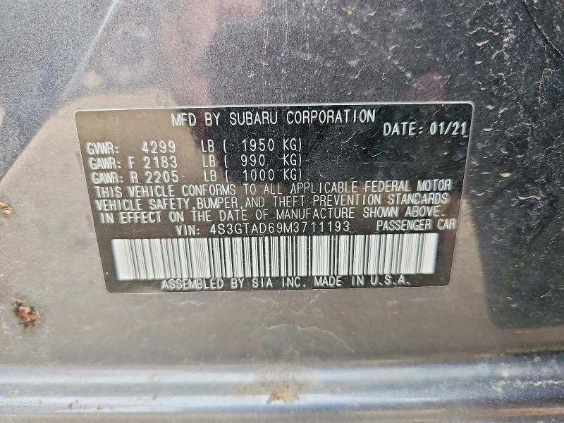 Aukcja sprzedaży 2021 Subaru Impreza, vin: 4S3GTAD69M3711193, numer aukcji: 62244316