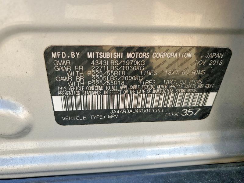 Продажа на аукционе авто 2019 Mitsubishi Outlander Sport, vin: JA4AR3AU4KU013384, номер лота: 60543826