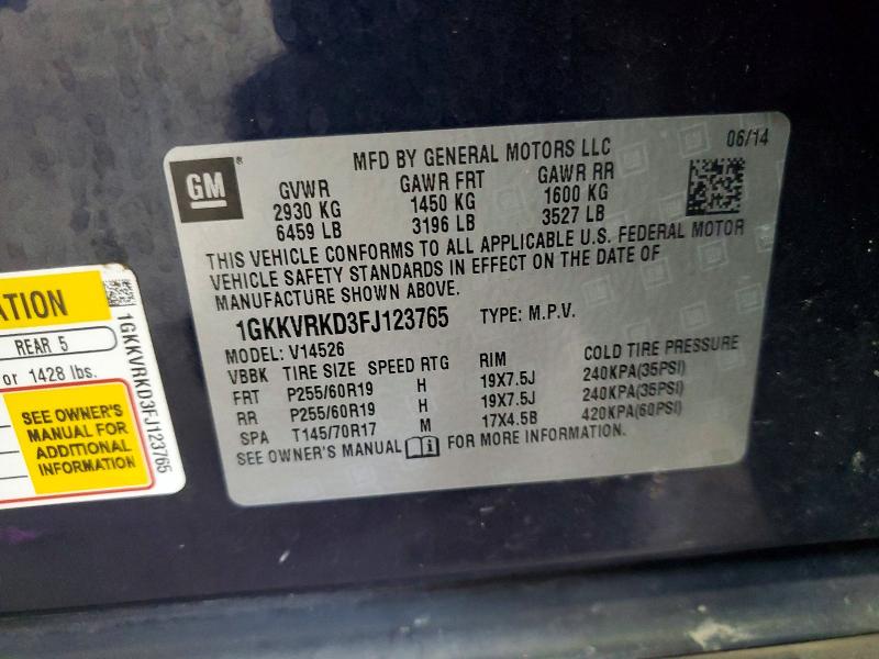 Продажа на аукционе авто 2015 Gmc Acadia, vin: 1GKKVRKD3FJ123765, номер лота: 61817266