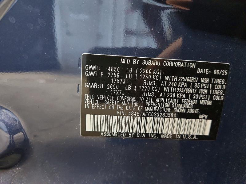 Продаж на аукціоні авто 2025 Subaru Outback, vin: 4S4BTAFC0S3283584, номер лоту: 58620956