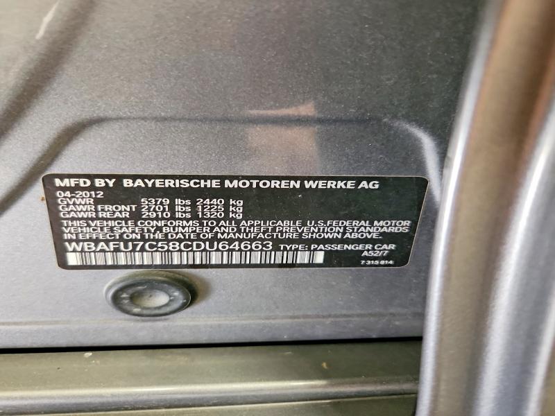 Продажа на аукционе авто 2012 Bmw 535, vin: WBAFU7C58CDU64663, номер лота: 58690016